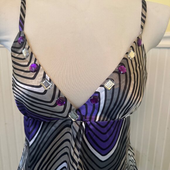 SheScool Womens Sleeveless Chevron-Print Tunic Top With Embellished Neckline L - Picture 6 of 8